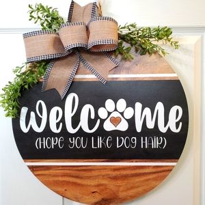 "WELCOME " Dog Wood Door Hanger
